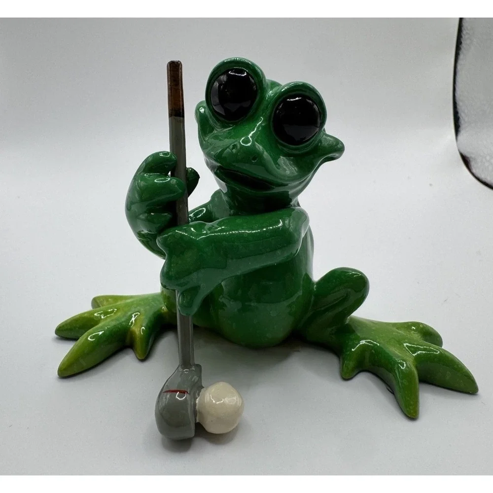 KITTY'S CRITTERS On The Green FROG CERAMIC WITH BOX 2007‎ Golfers Gift